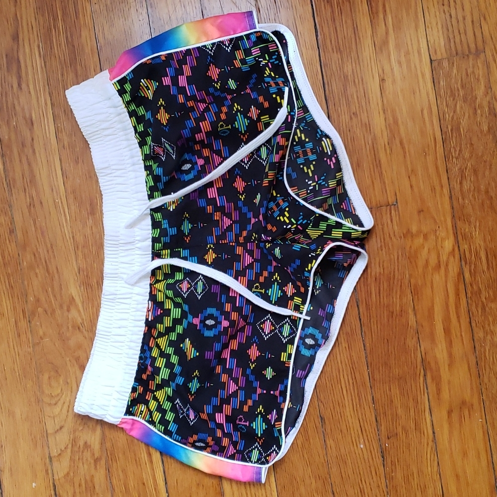 Op Swim Shorts | Size Small | Neon Rainbow & Black